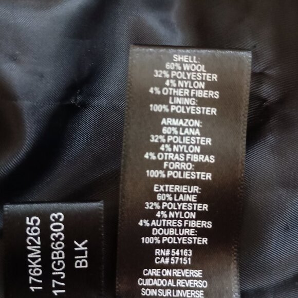 Kenneth Cole Asymmetrical Wool Blend Black Double Breasted Pea Coat Womens Small - Picture 9 of 16